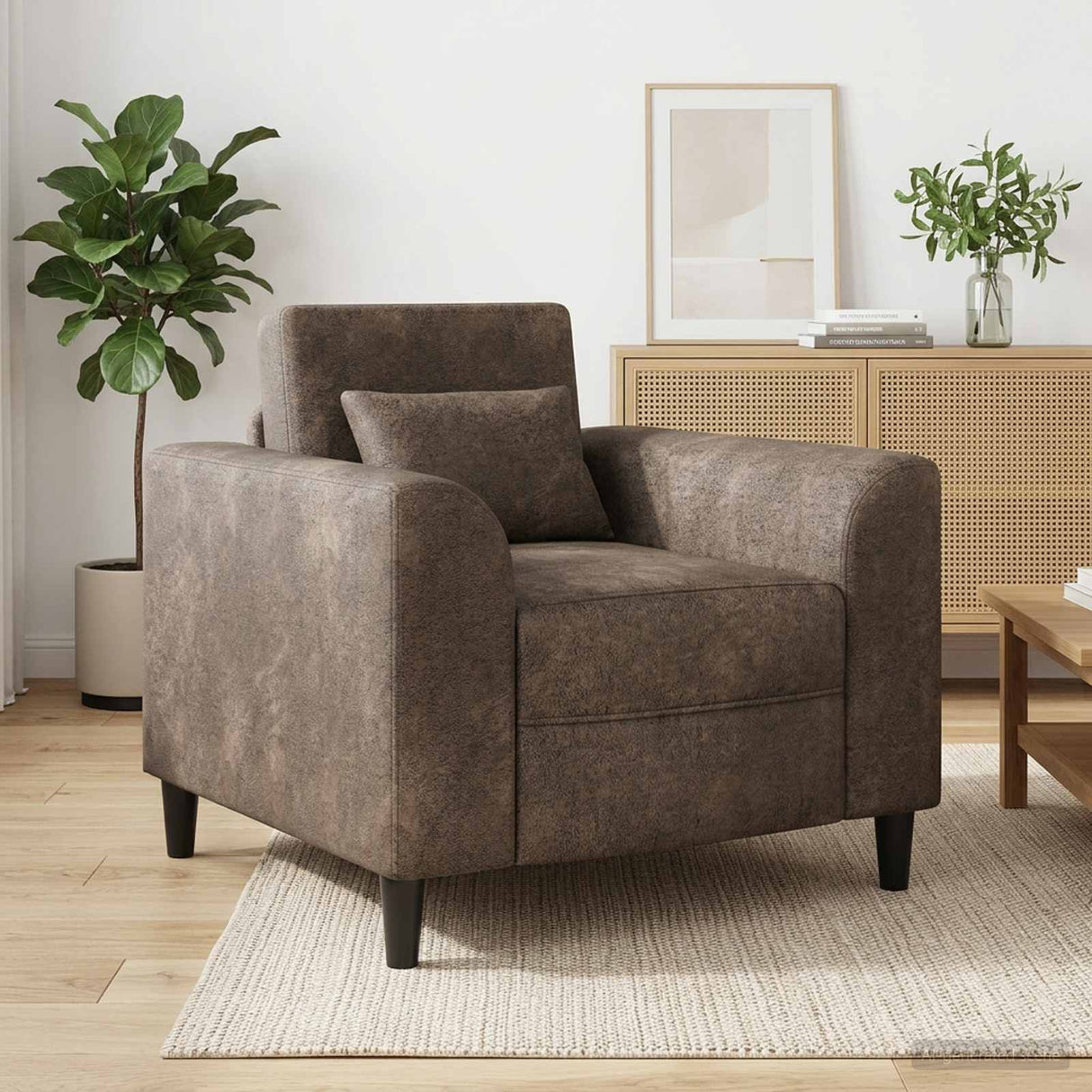vidaXL Armchair Brown Faux Suede Leather