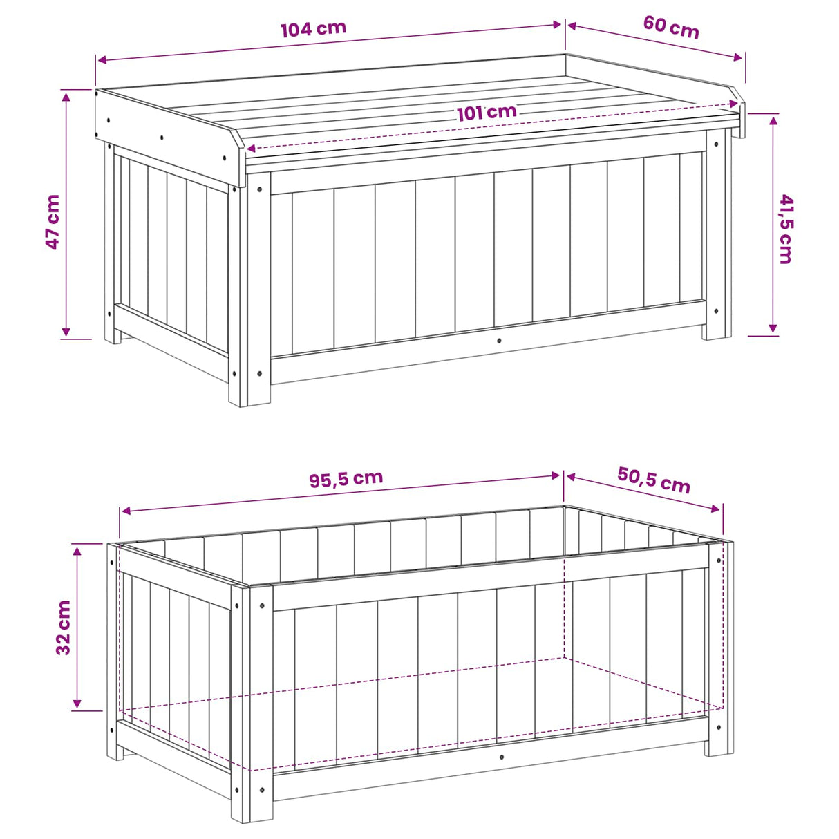 vidaXL Buiten Kussenbox Geïmpregneerd grenenhout 58,5 x 60 x 47 cm