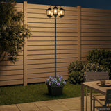 vidaXL 3-Arm Lantaarnpaal with LED Bulb Zwart 16 x 16 x 187 cm