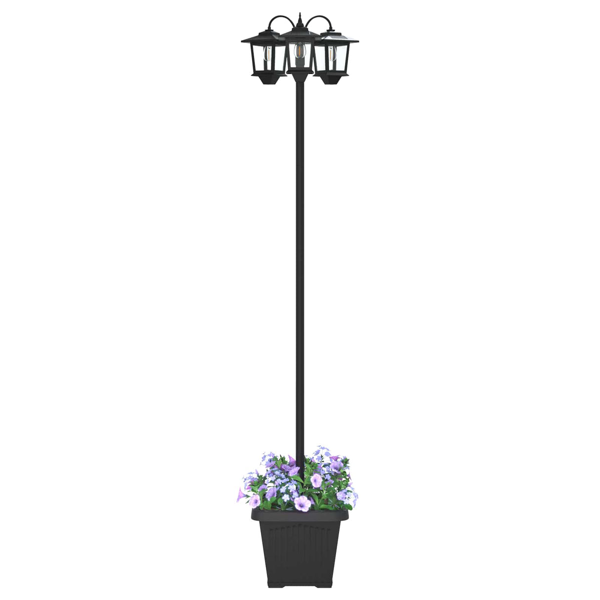 vidaXL 3-Arm Lantaarnpaal with LED Bulb Zwart 16 x 16 x 187 cm