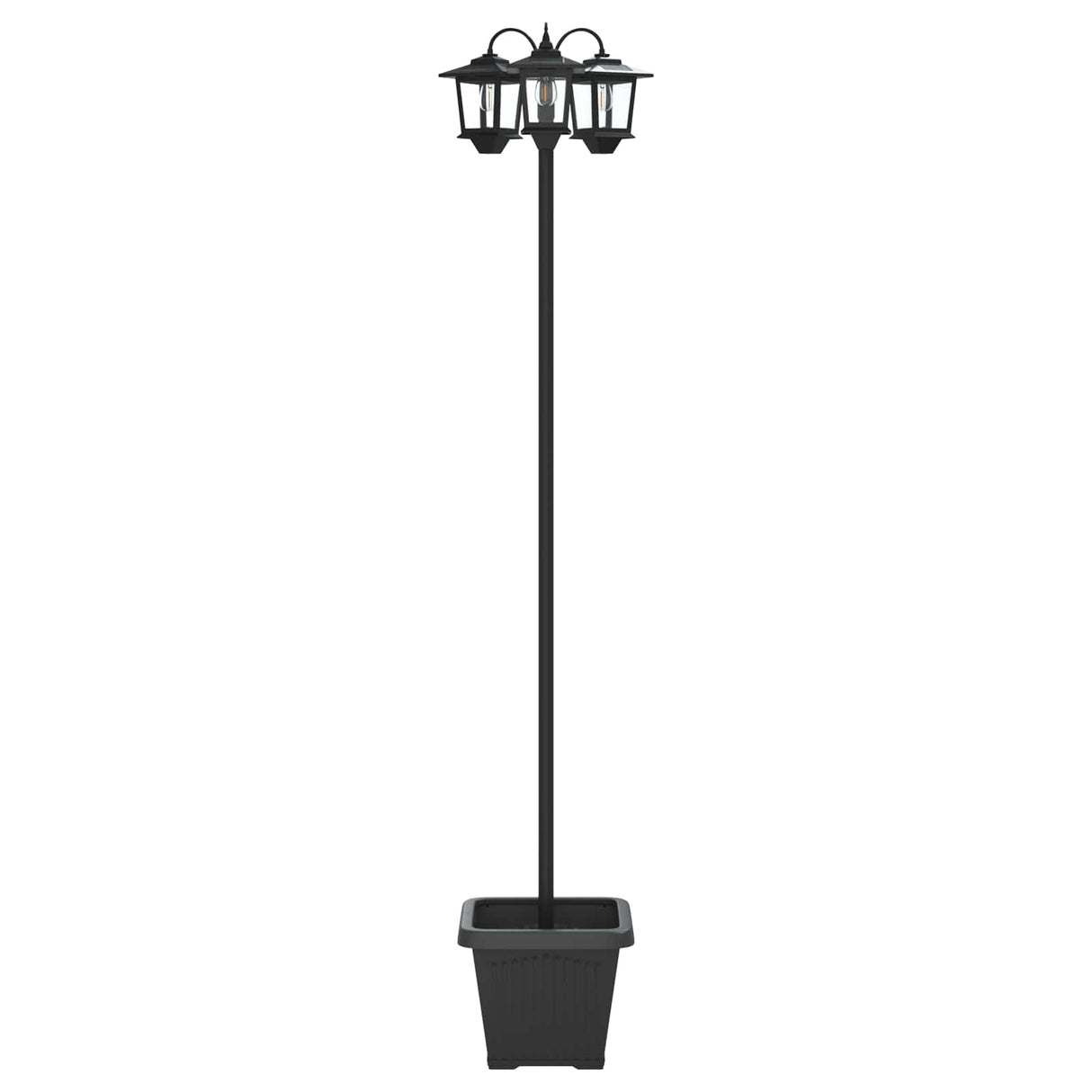 vidaXL 3-Arm Lantaarnpaal with LED Bulb Zwart 16 x 16 x 187 cm