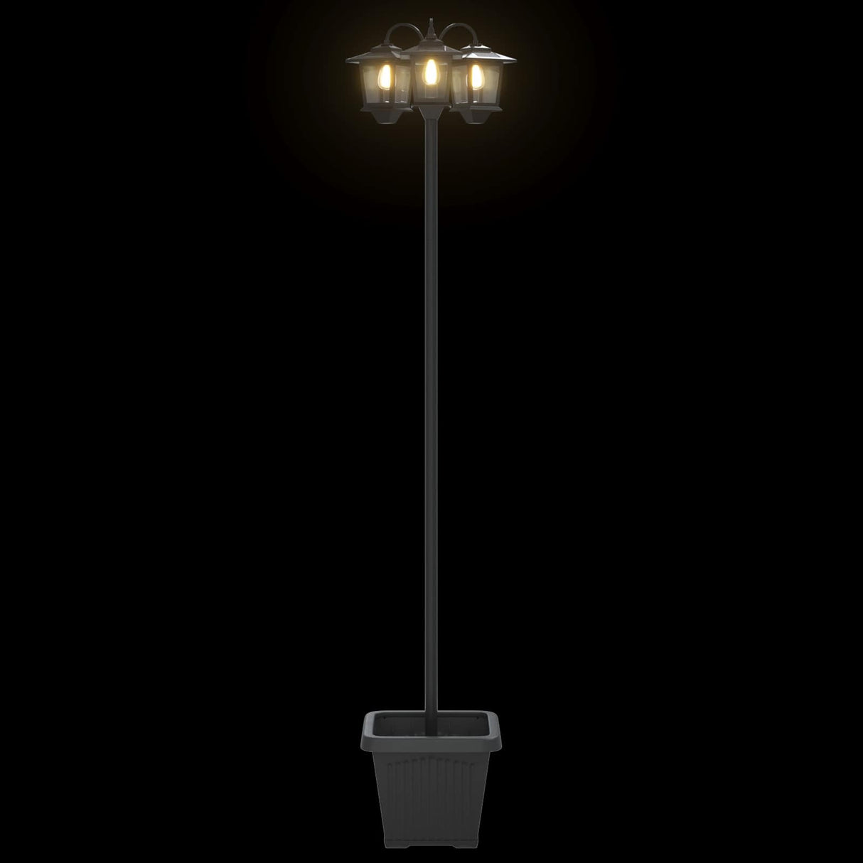 vidaXL 3-Arm Lantaarnpaal with LED Bulb Zwart 16 x 16 x 187 cm
