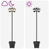 vidaXL 3-Arm Lantaarnpaal with LED Bulb Zwart 16 x 16 x 187 cm