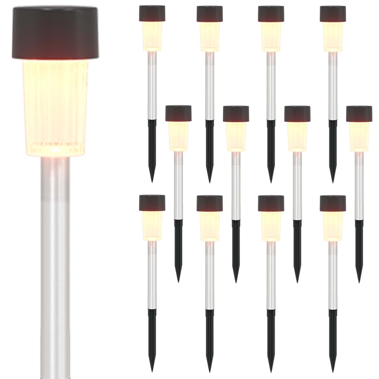 vidaXL Outdoor Solar Lights with Ground Spike 6 pcs Warm White 29.5 cm