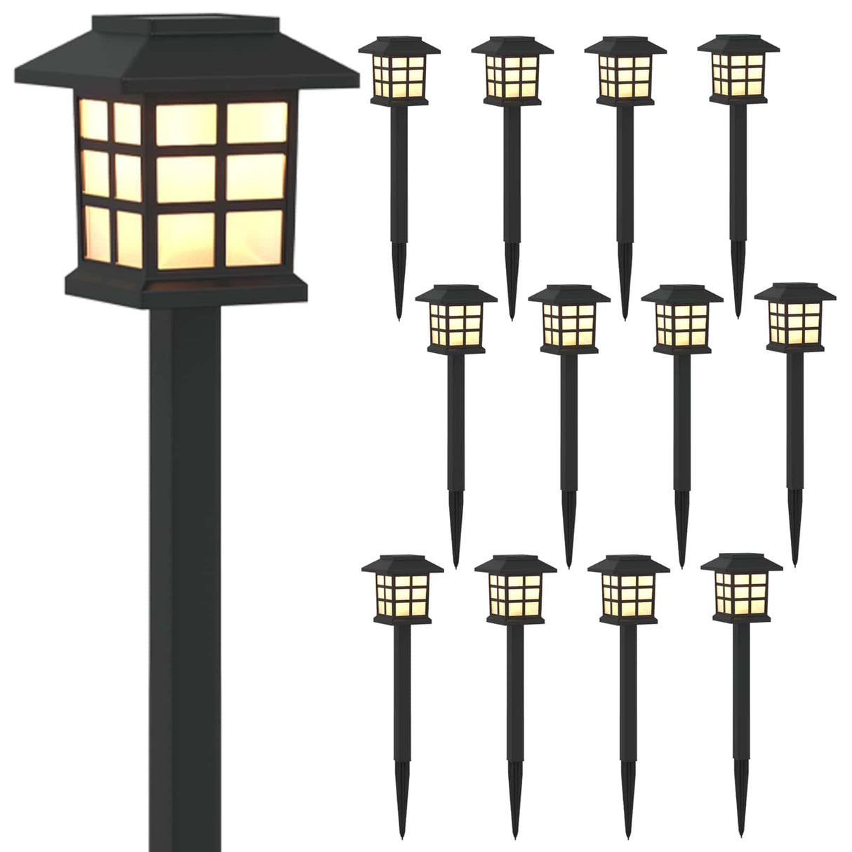 vidaXL Buitenzonne-lampen met grondpen 6 pcs Warmwit 38,5 cm PP