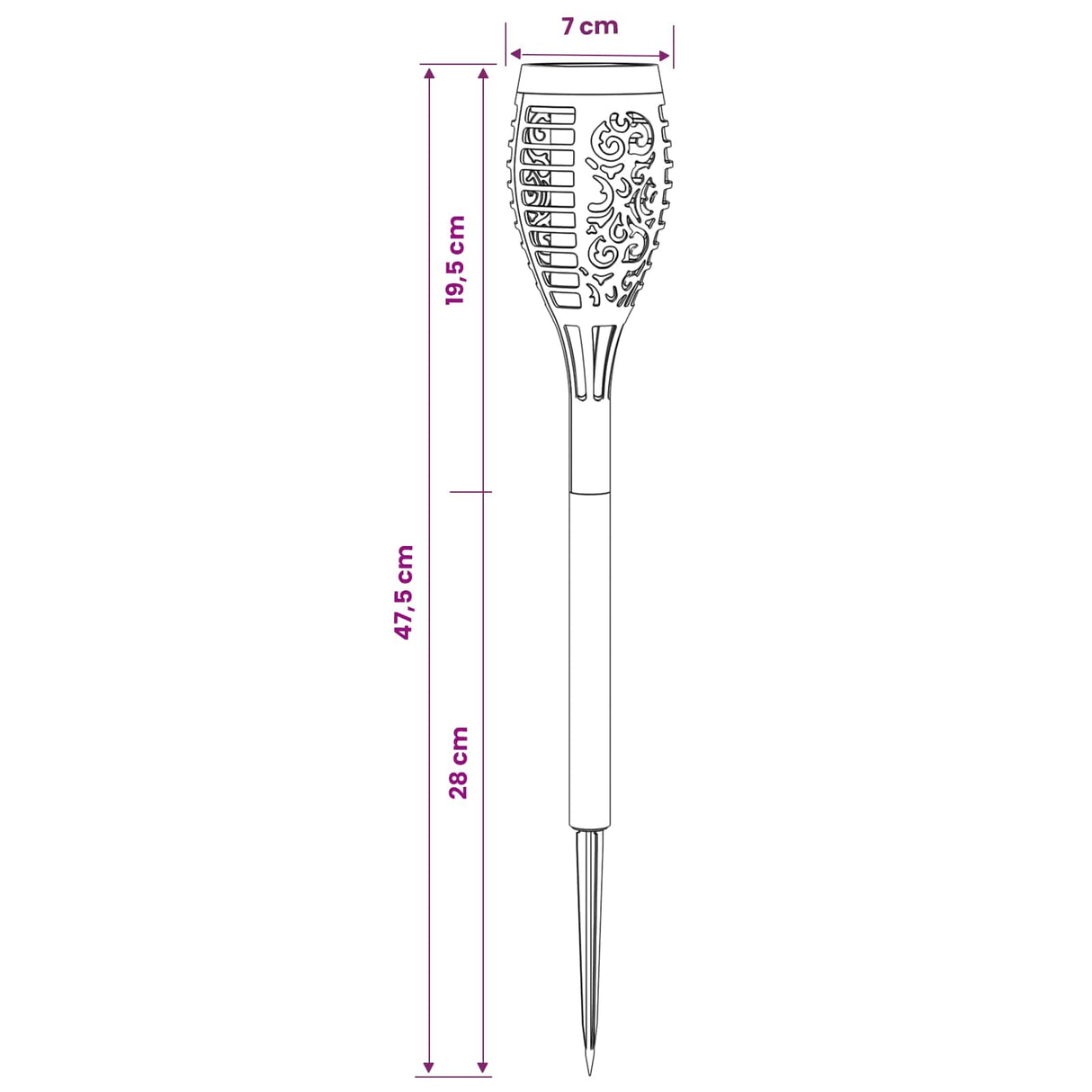 vidaXL Buitenzonne-lampen met grondpen 6 pcs Warmwit 47,5 cm ABS