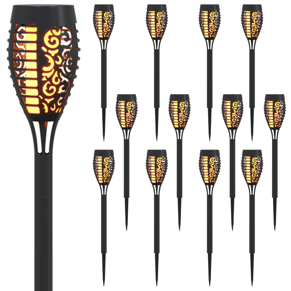 vidaXL Buitenzonne-lampen met grondpen 6 pcs Warmwit 47,5 cm ABS
