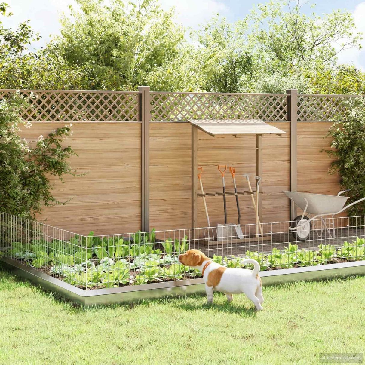 vidaXL Tuinhek met palen 48 pcs 95 x 30 cm Mesh Gegalvaniseerd staal