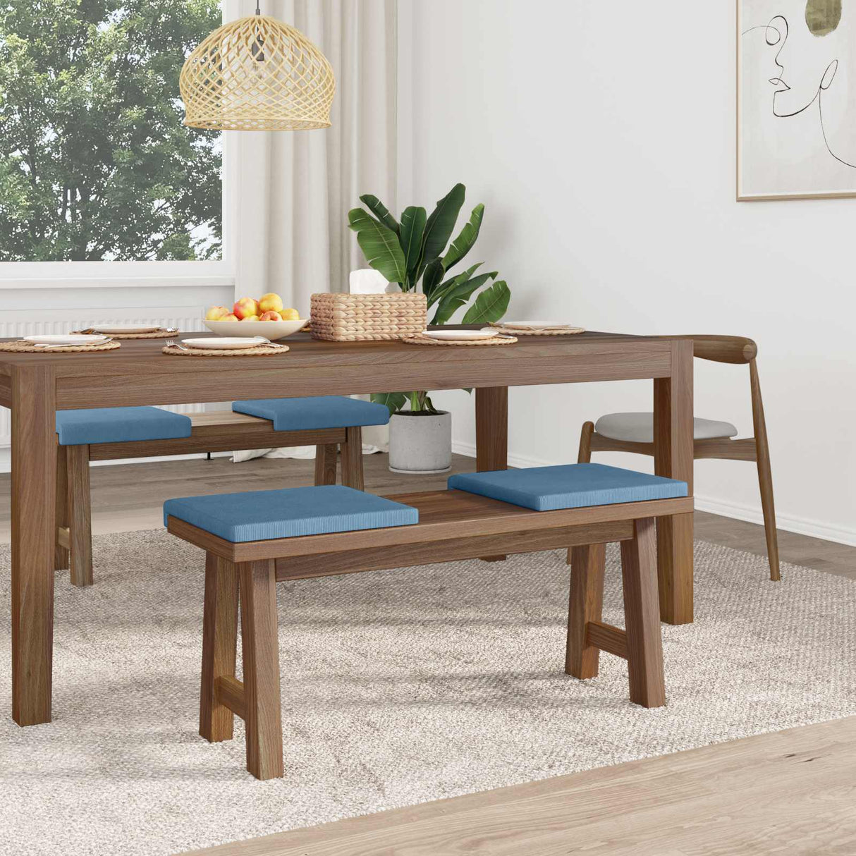 vidaXL Bench Cushion 4 pcs corduroy Grey Green Depth 35 cm