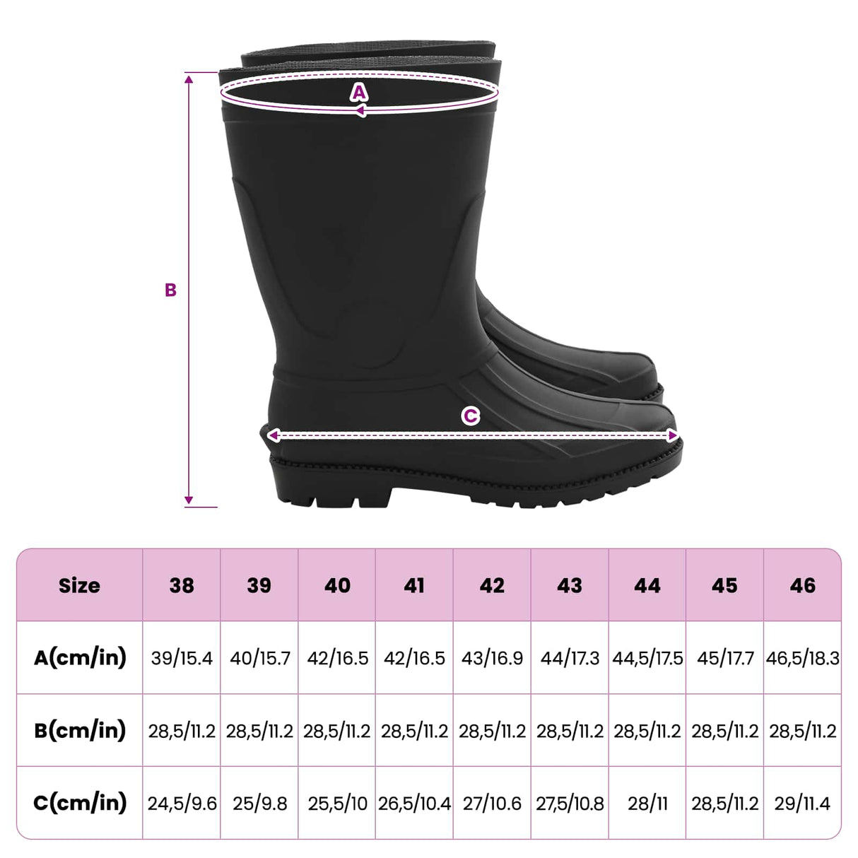 vidaXL Regenlaarzen PVC Maat 38 Zwart