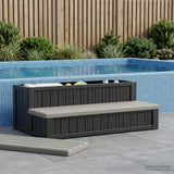 vidaXL Hot Tub Stap met Opbergruimte 2-Traps Bruin en Grijs PP