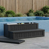 vidaXL Hot Tub Stap met Opbergruimte 2-Traps Bruin en Grijs PP