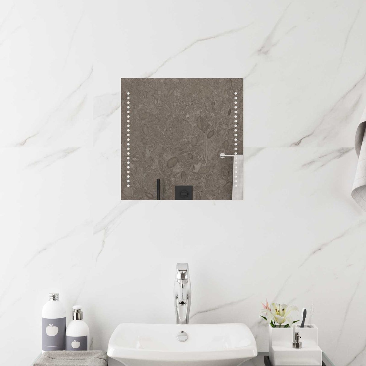 vidaXL LED Bathroom Mirror Transparent 40 x 40 cm Tempered Glass