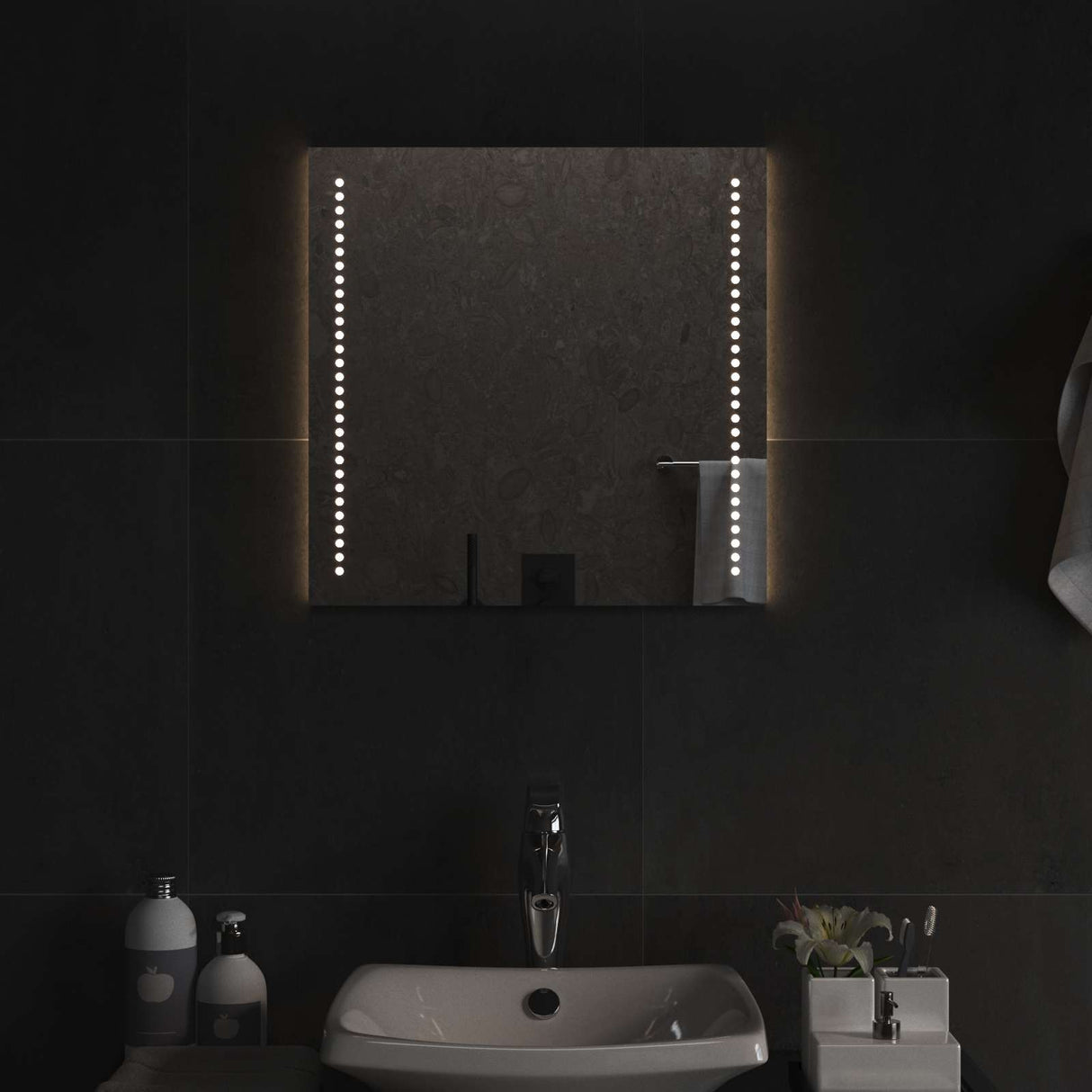 vidaXL LED Bathroom Mirror Transparent 40 x 40 cm Tempered Glass
