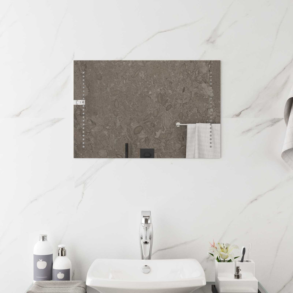 vidaXL LED Bathroom Mirror Transparent 60 x 30 cm Tempered Glass