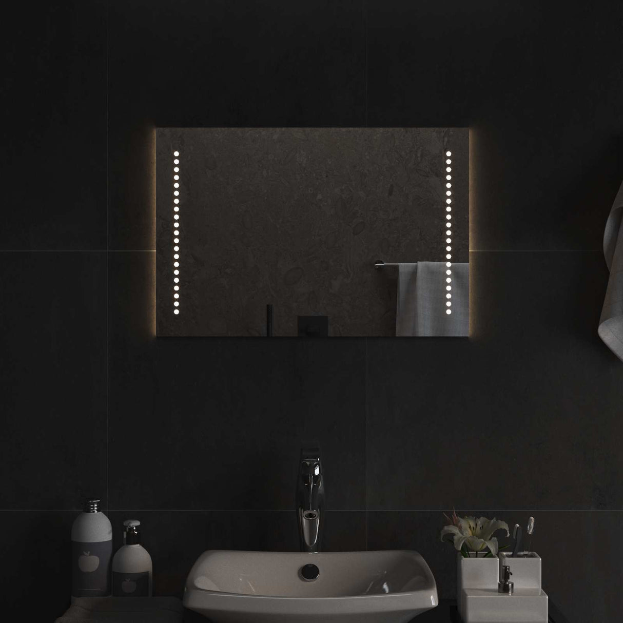 vidaXL LED Bathroom Mirror Transparent 60 x 30 cm Tempered Glass