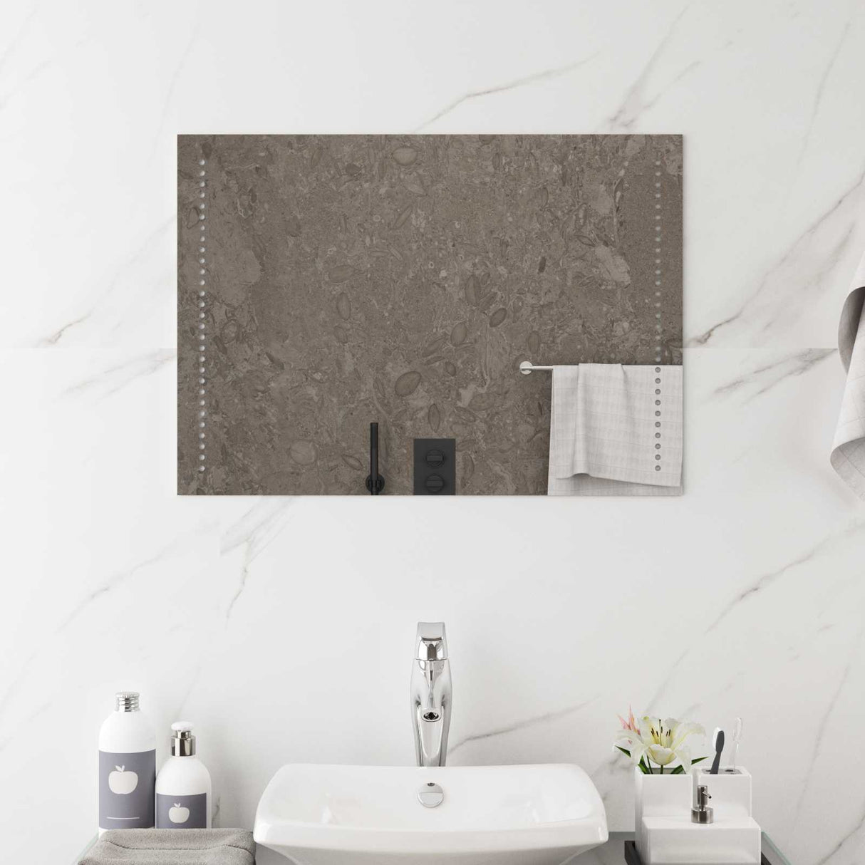 vidaXL LED Bathroom Mirror Transparent 60 x 30 cm Tempered Glass