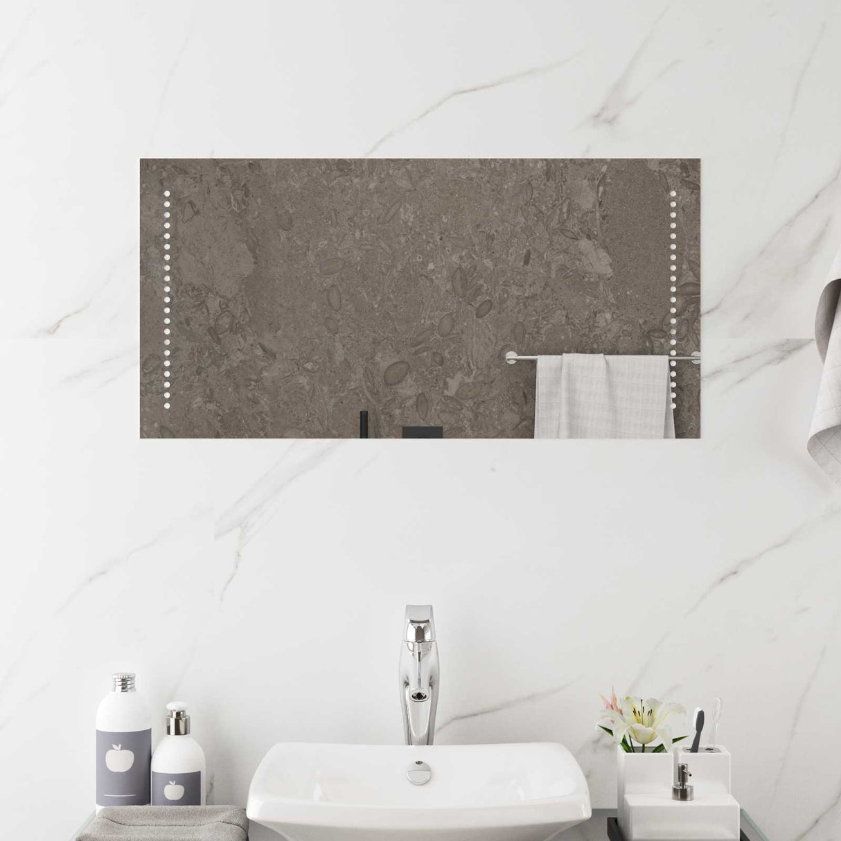 vidaXL LED Bathroom Mirror Transparent 60 x 30 cm Tempered Glass