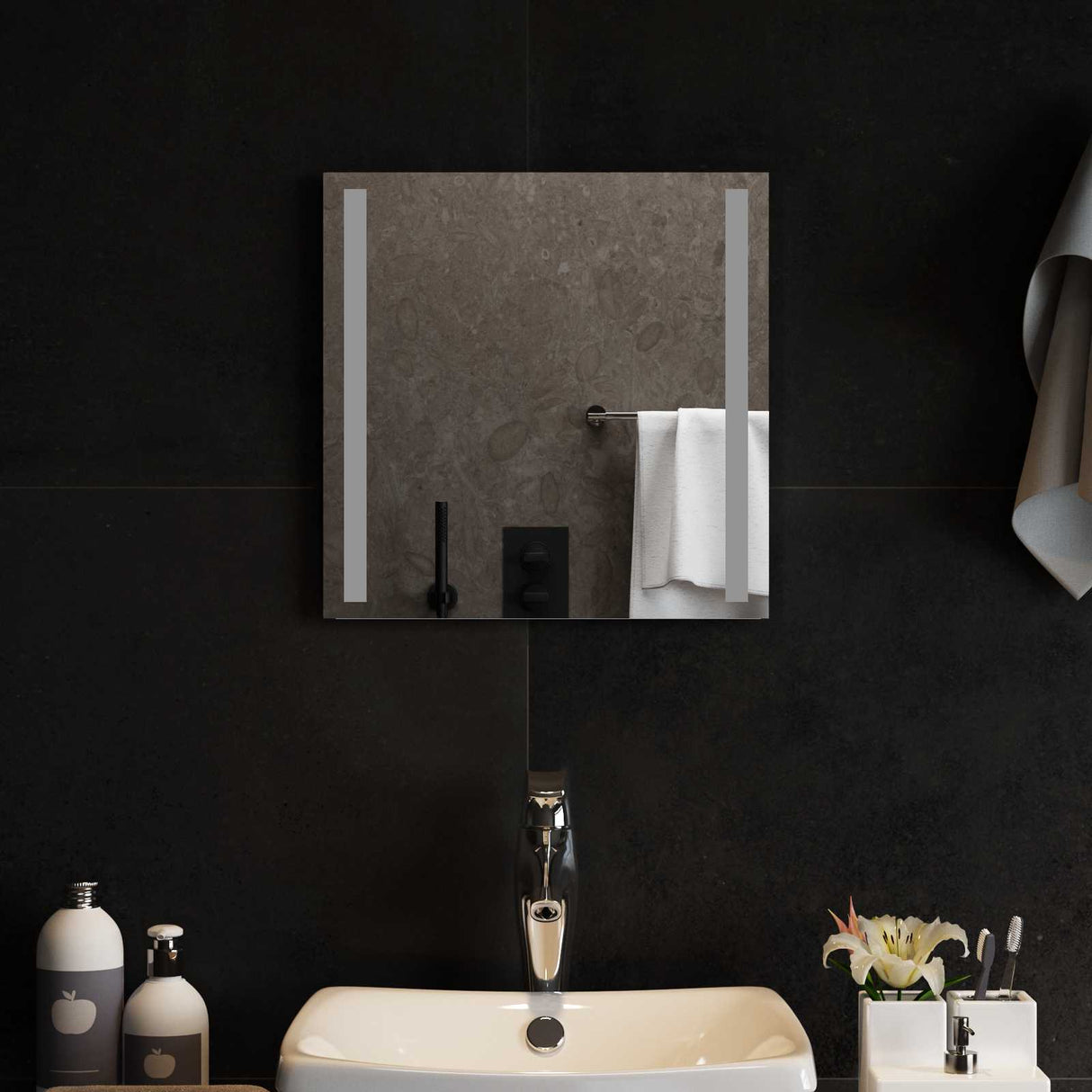 vidaXL LED Bathroom Mirror Transparent 40 x 40 cm Tempered Glass