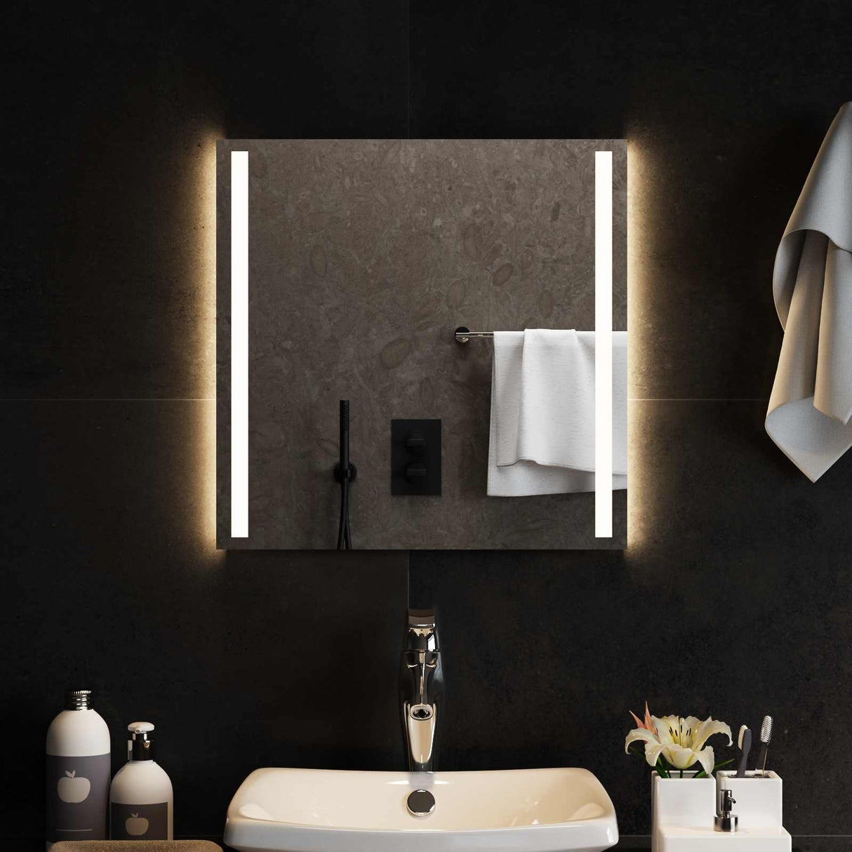 vidaXL LED Bathroom Mirror Transparent 40 x 40 cm Tempered Glass