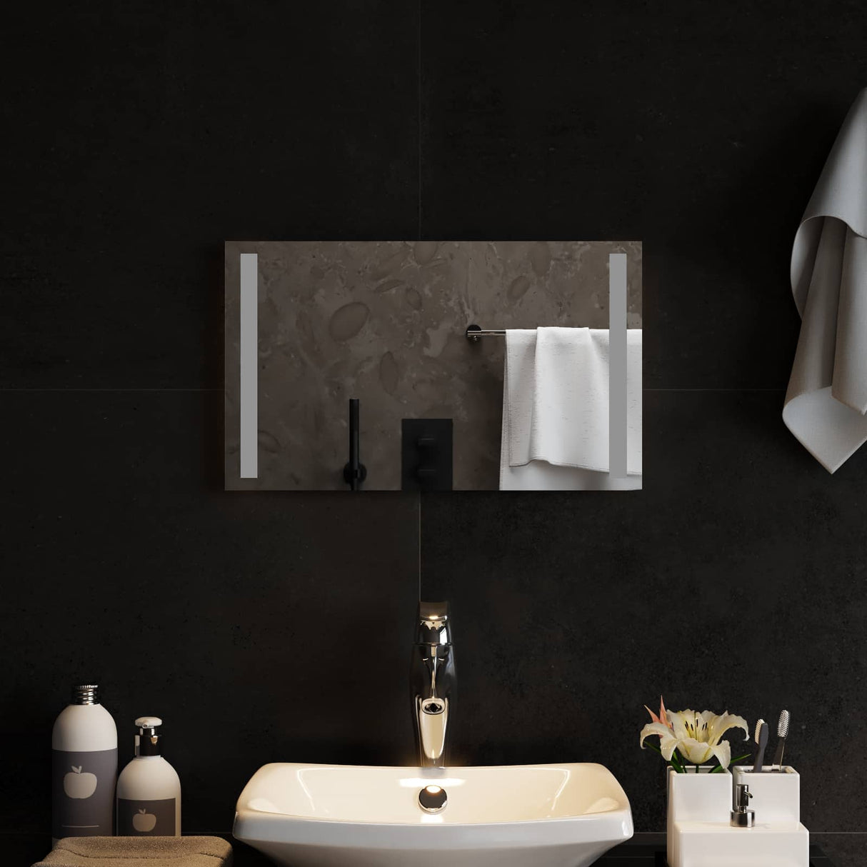 vidaXL LED Badkamerspiegel Transparant 50 x 30 cm gehard glas