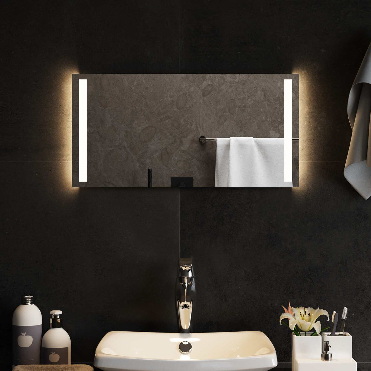 vidaXL LED Badkamerspiegel Transparant 50 x 30 cm gehard glas