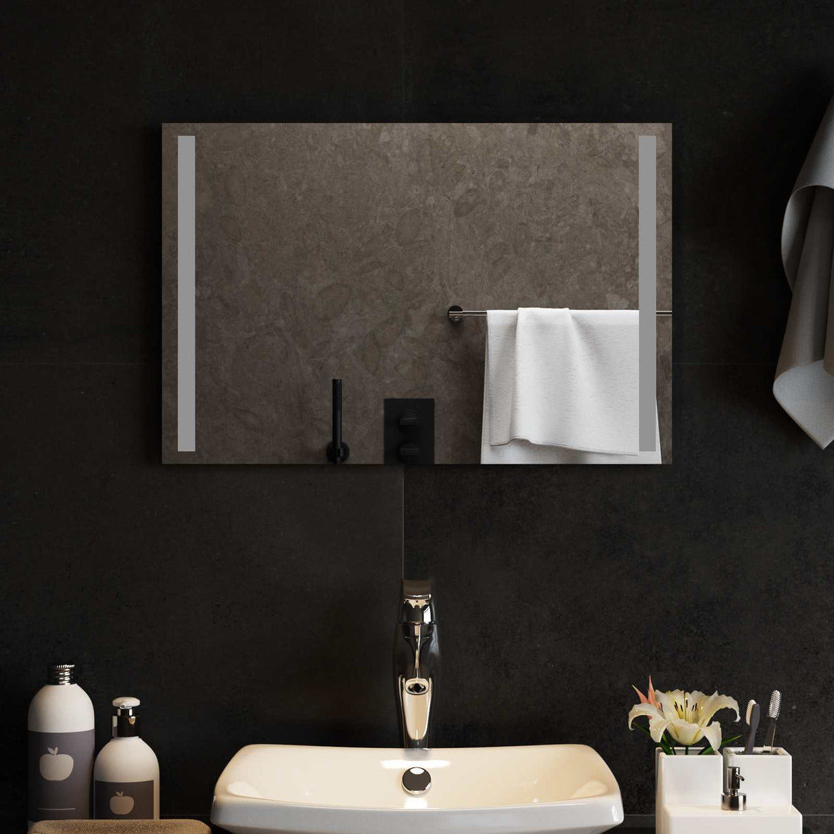 vidaXL LED Badkamerspiegel Transparant 50 x 30 cm gehard glas