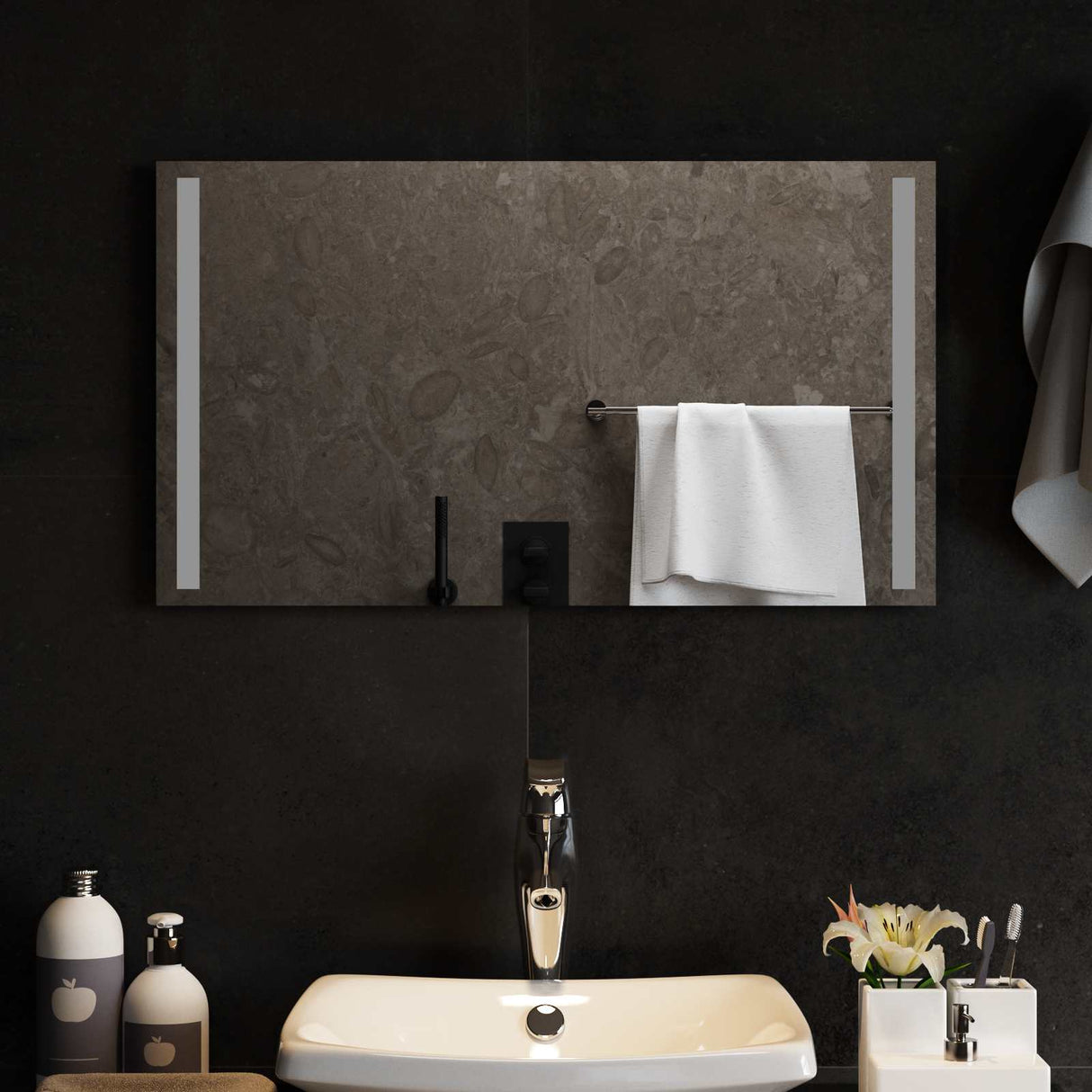vidaXL LED Badkamerspiegel Transparant 50 x 30 cm gehard glas