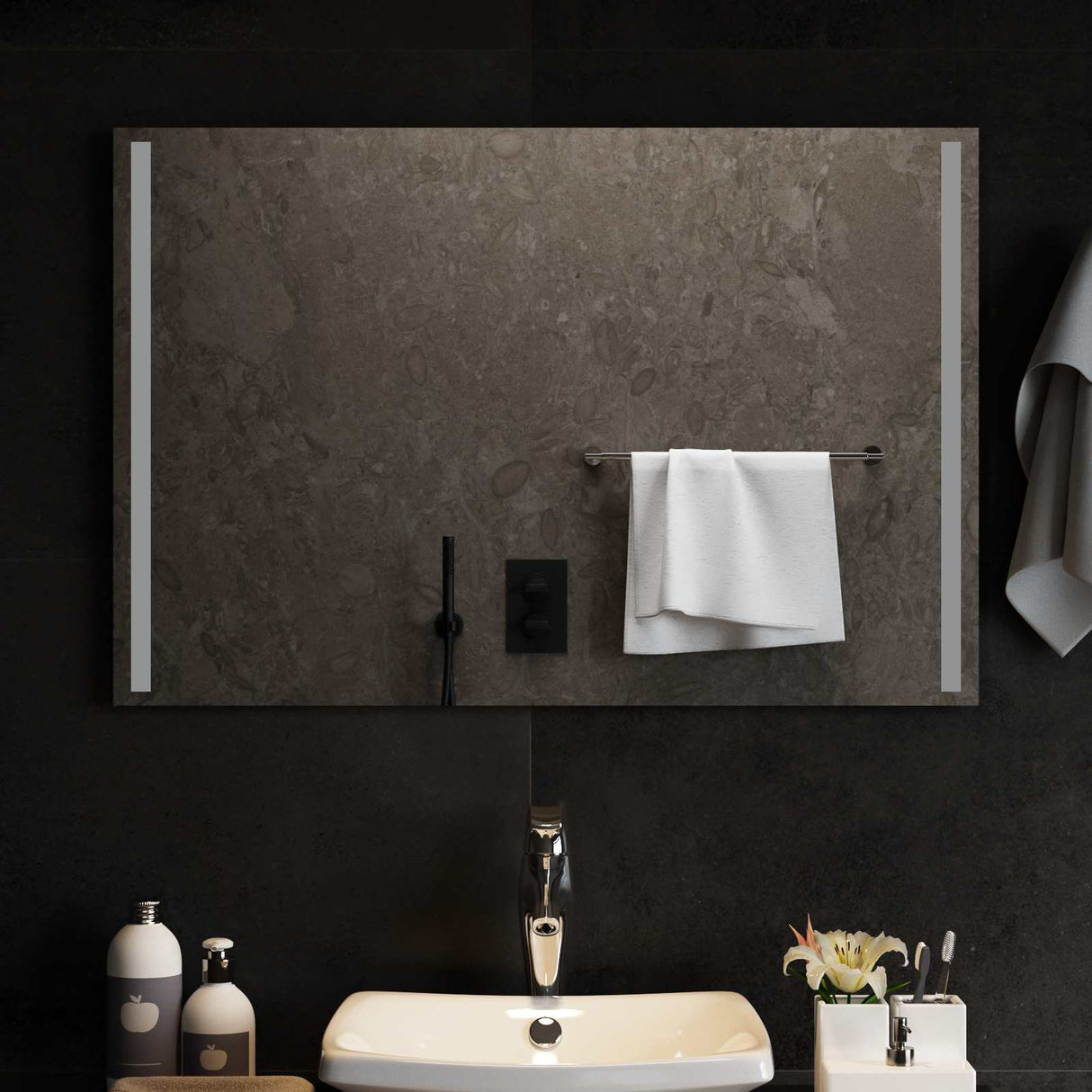 vidaXL LED Badkamerspiegel Transparant 50 x 30 cm gehard glas
