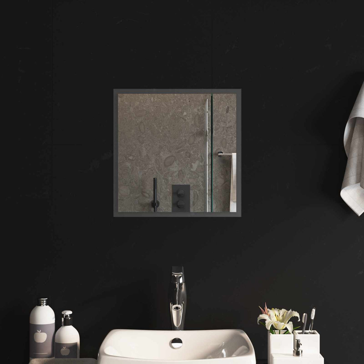 vidaXL LED Badkamerspiegel Transparant 40 x 40 cm gehard glas