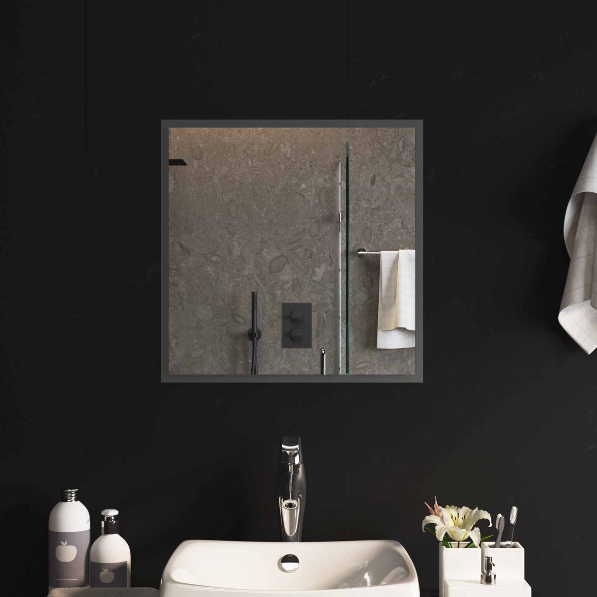 vidaXL LED Badkamerspiegel Transparant 40 x 40 cm gehard glas