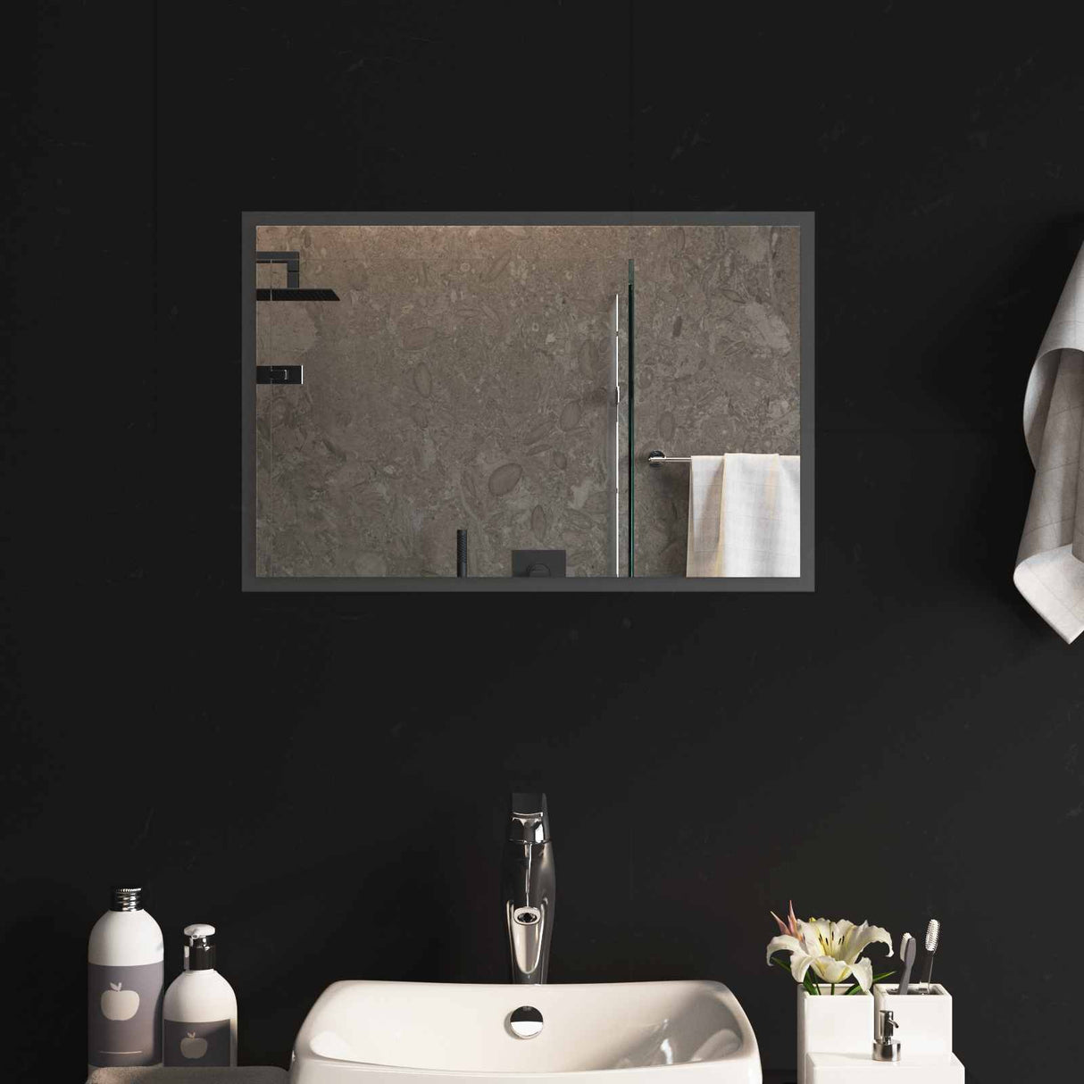 vidaXL LED Badkamerspiegel Transparant 50 x 30 cm gehard glas