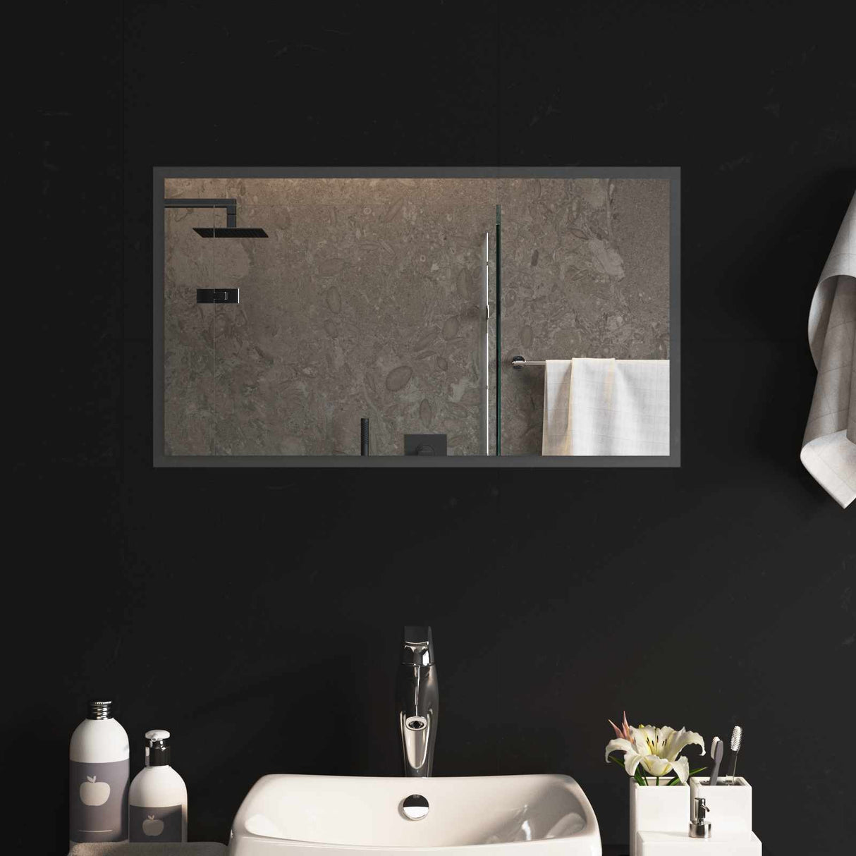 vidaXL LED Badkamerspiegel Transparant 50 x 30 cm gehard glas