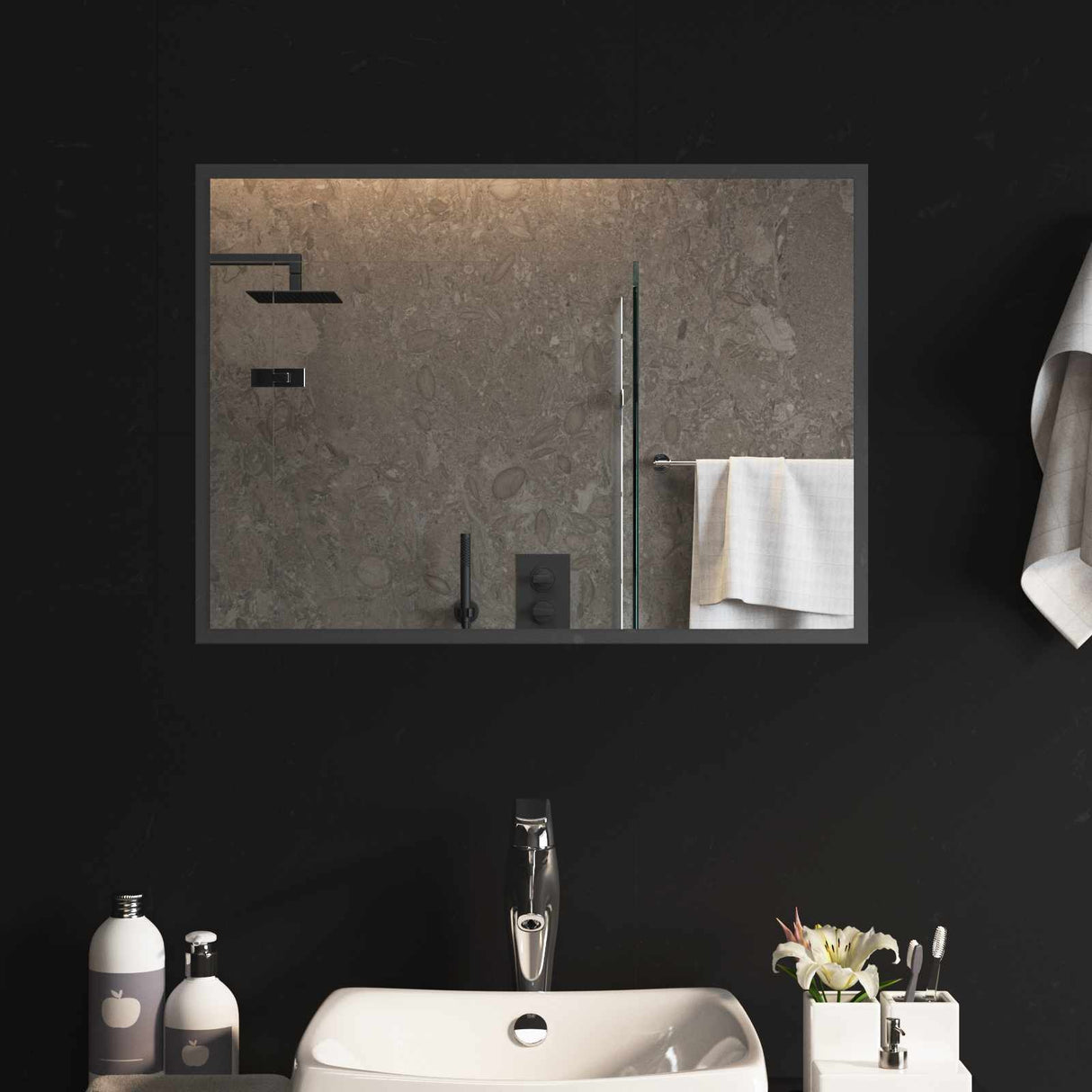 vidaXL LED Badkamerspiegel Transparant 50 x 30 cm gehard glas