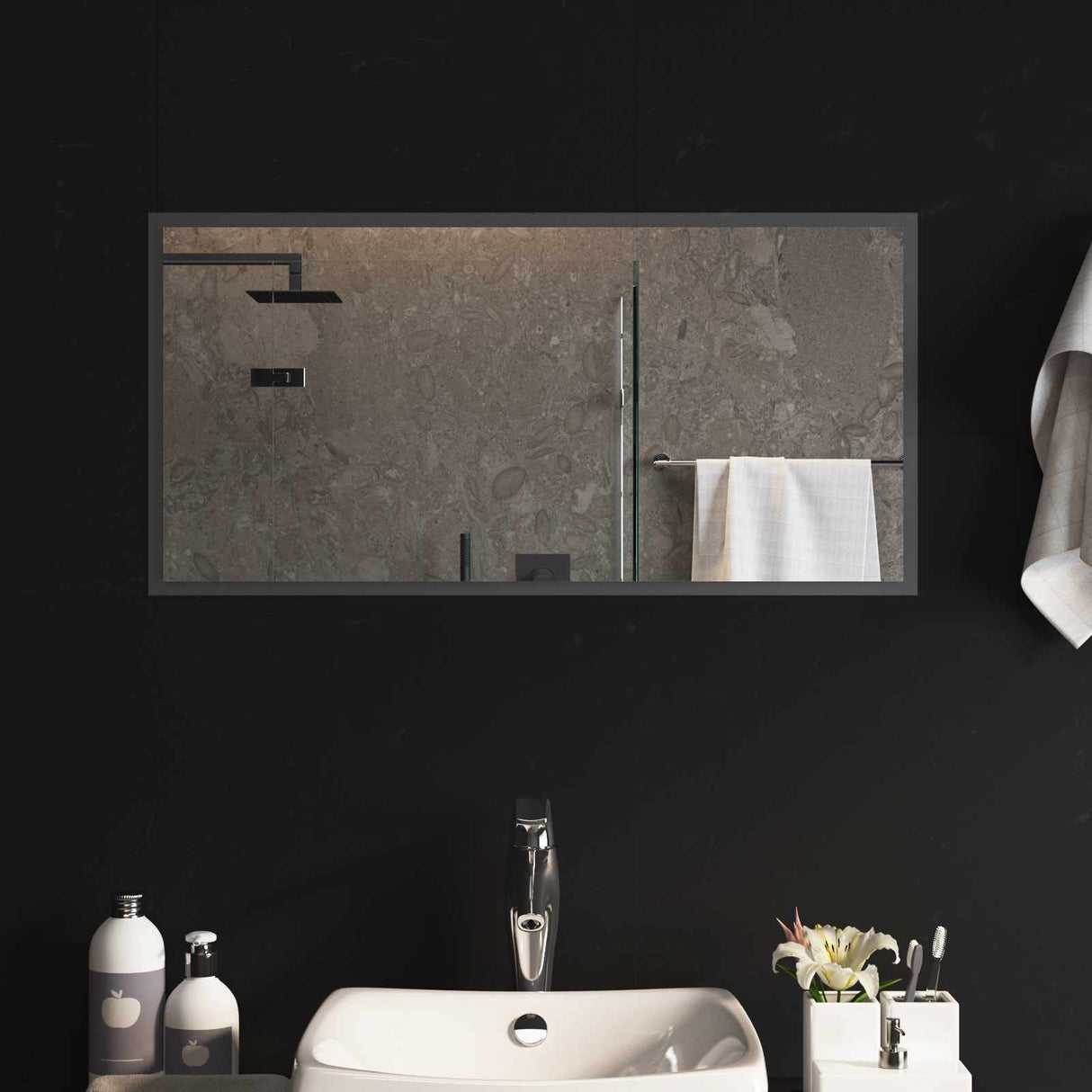 vidaXL LED Badkamerspiegel Transparant 50 x 30 cm gehard glas