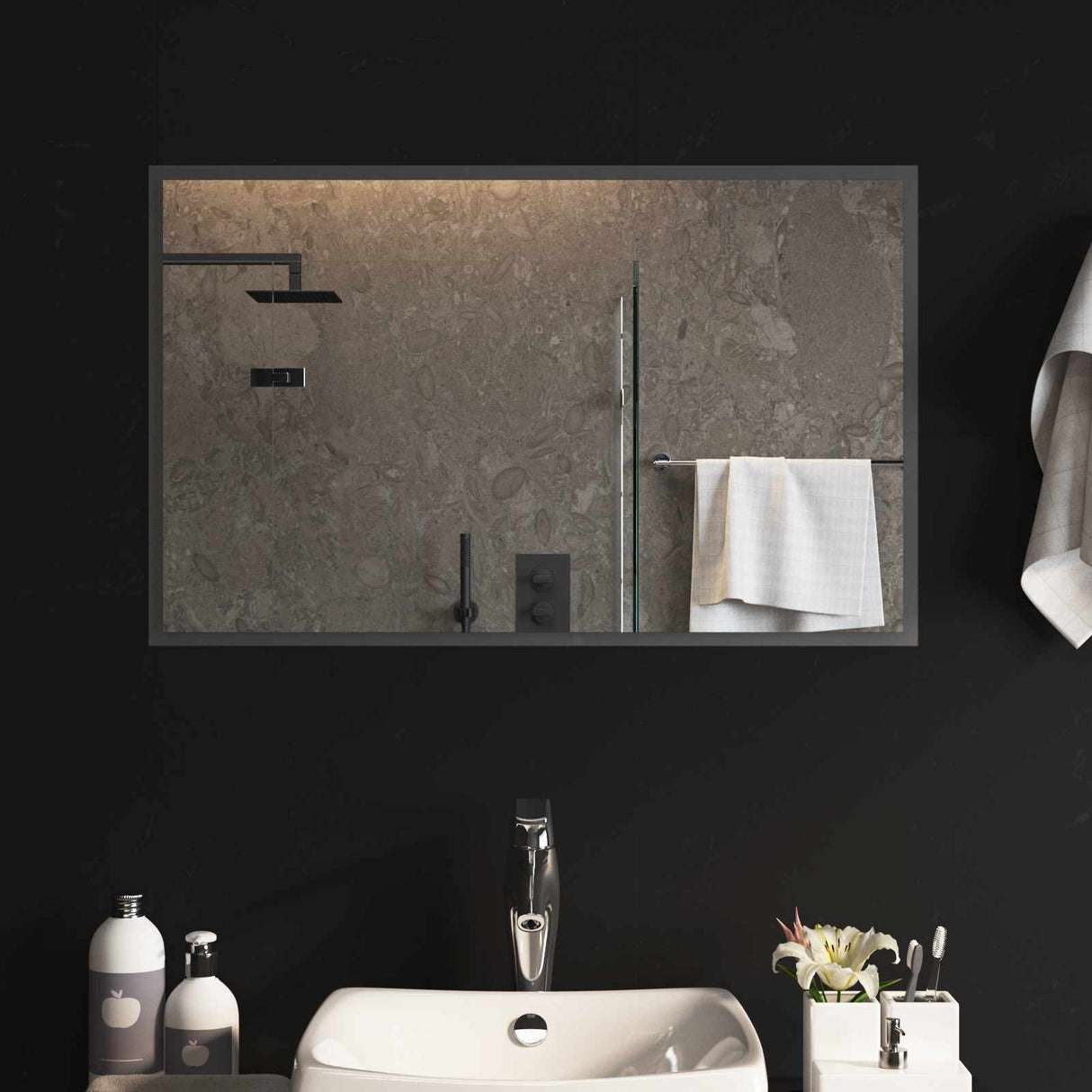 vidaXL LED Badkamerspiegel Transparant 50 x 30 cm gehard glas