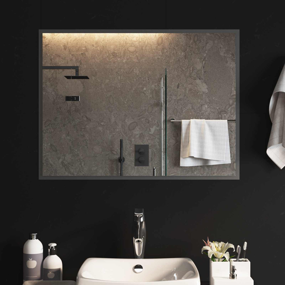 vidaXL LED Badkamerspiegel Transparant 50 x 30 cm gehard glas