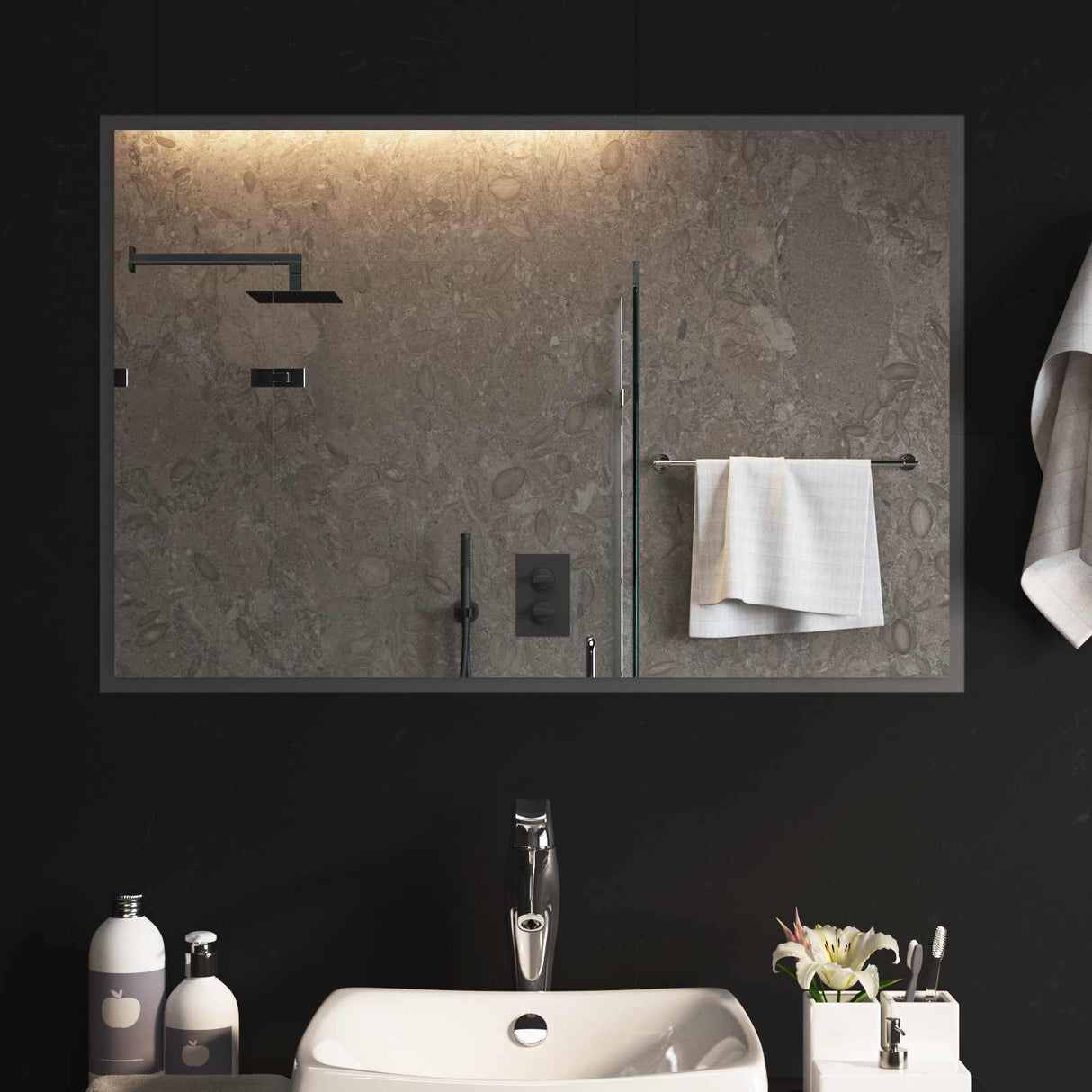 vidaXL LED Badkamerspiegel Transparant 50 x 30 cm gehard glas