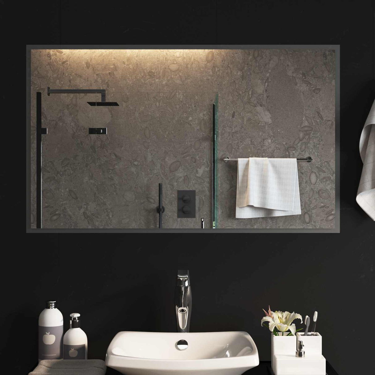 vidaXL LED Badkamerspiegel Transparant 50 x 30 cm gehard glas