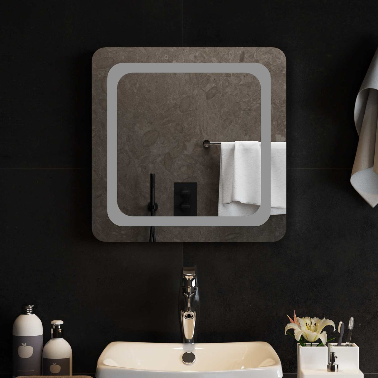 vidaXL LED Badkamerspiegel Transparant 40 x 40 cm gehard glas