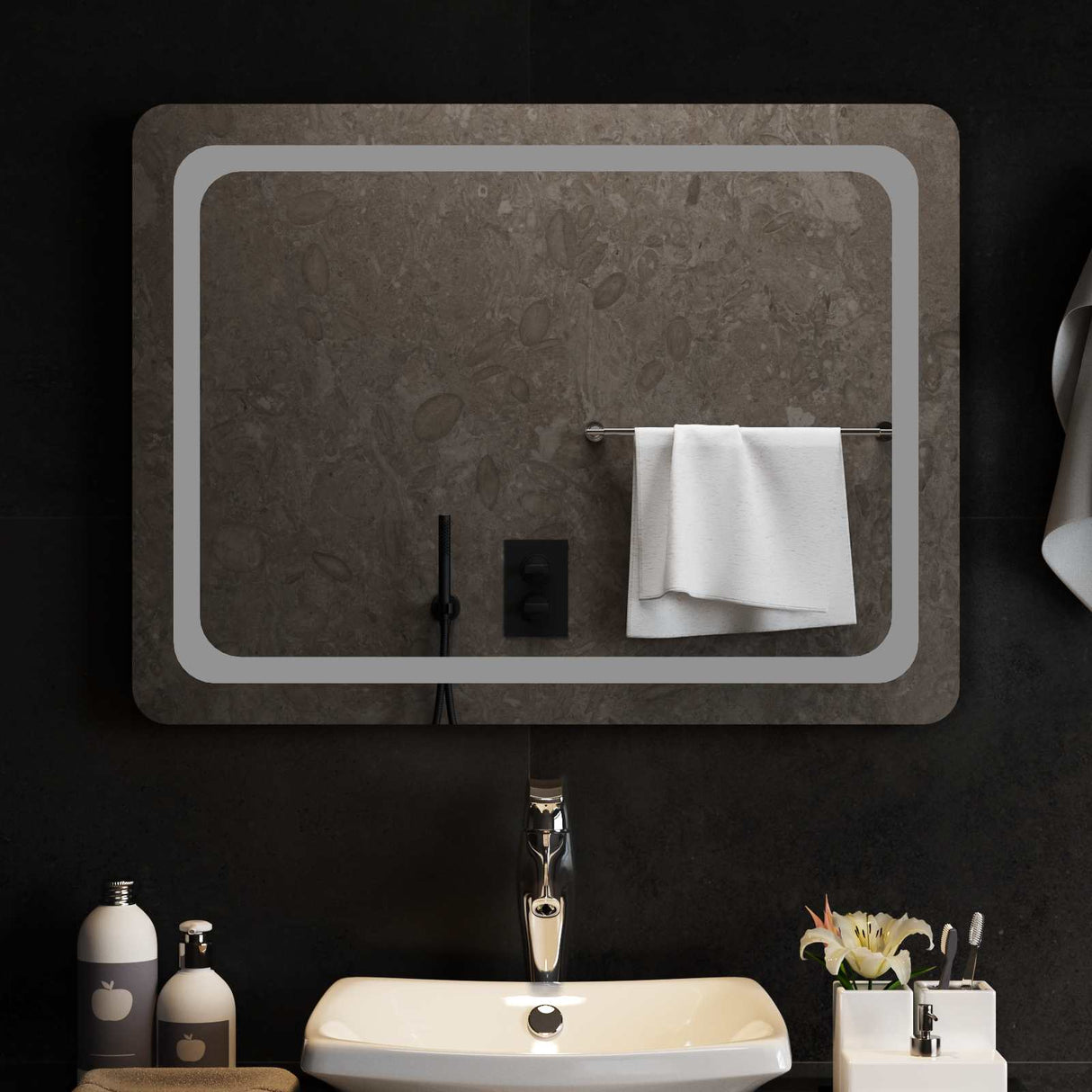 vidaXL LED Bathroom Mirror Transparent 50 x 30 cm Tempered Glass
