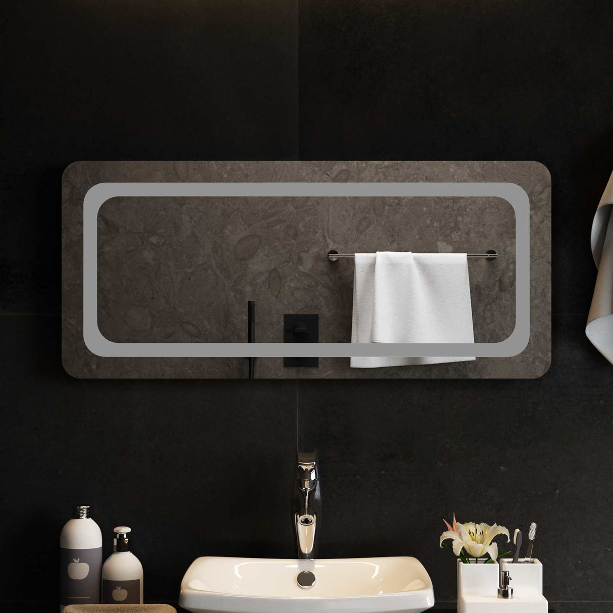 vidaXL LED Bathroom Mirror Transparent 50 x 30 cm Tempered Glass