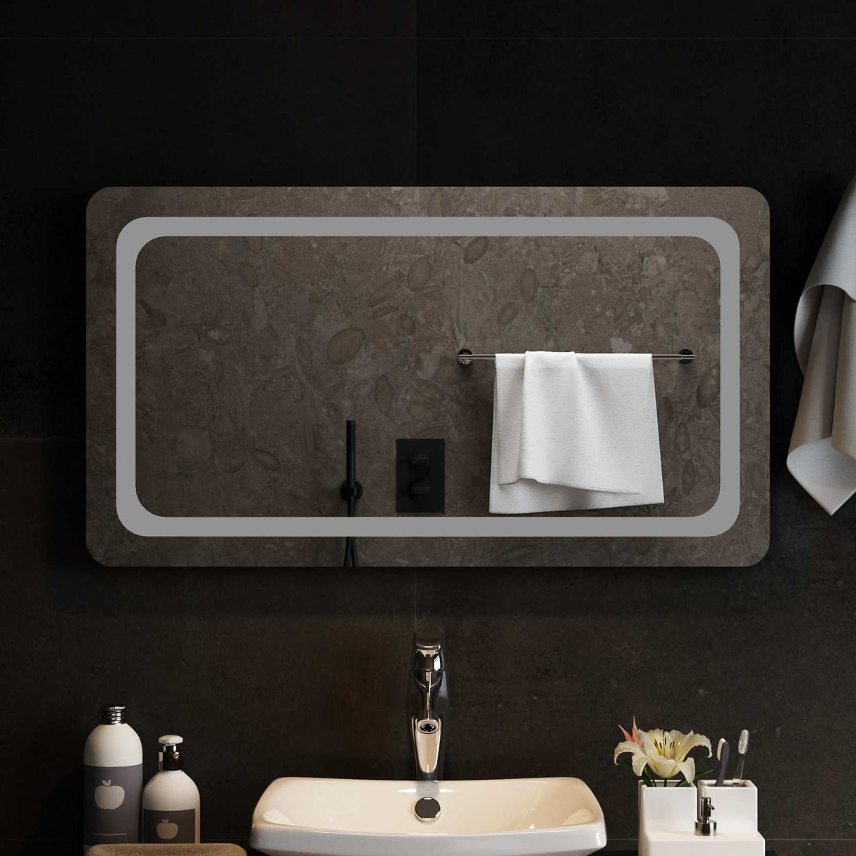 vidaXL LED Bathroom Mirror Transparent 50 x 30 cm Tempered Glass