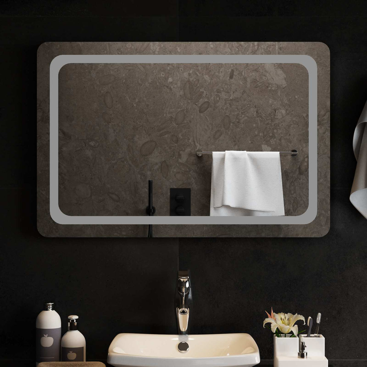 vidaXL LED Bathroom Mirror Transparent 50 x 30 cm Tempered Glass