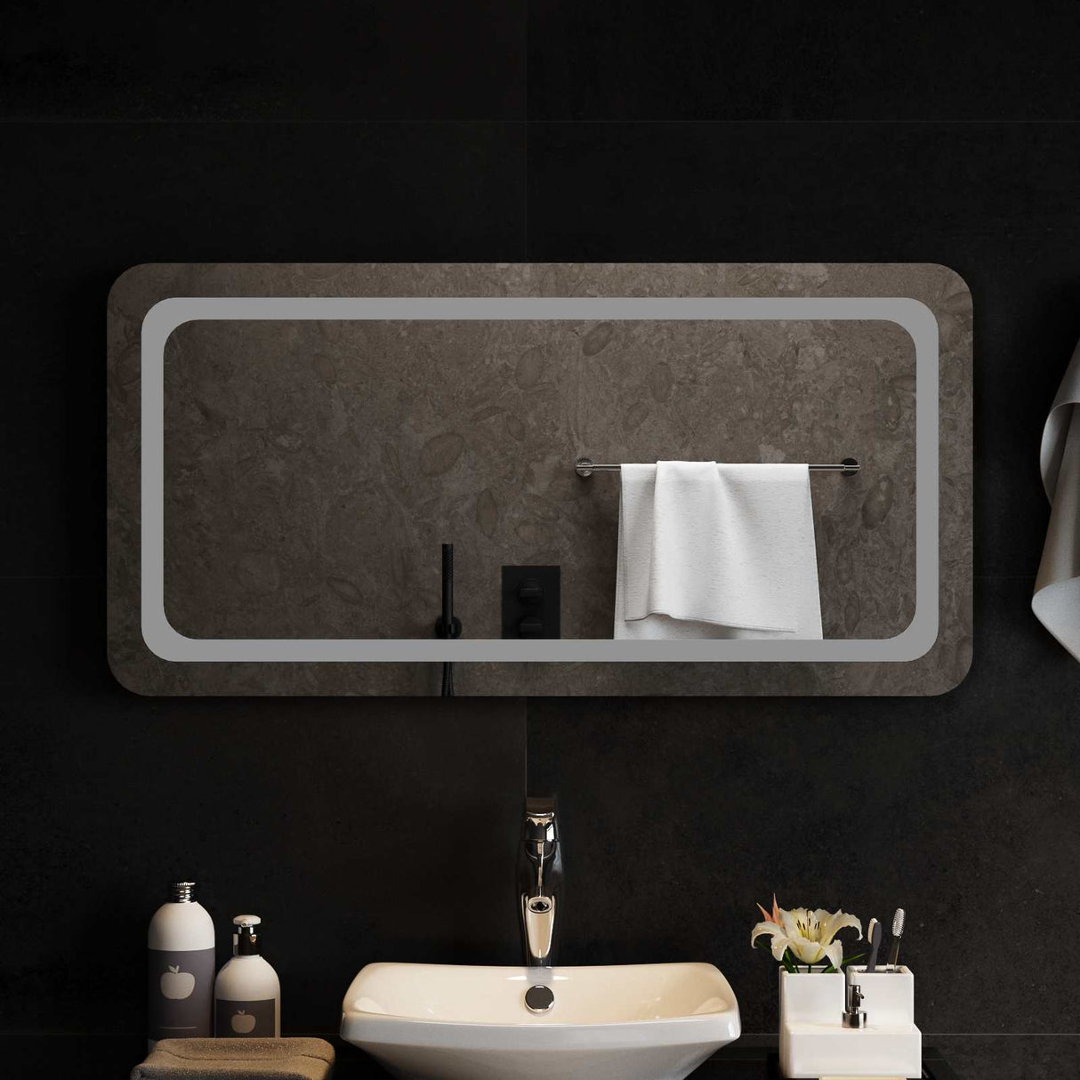 vidaXL LED Bathroom Mirror Transparent 50 x 30 cm Tempered Glass