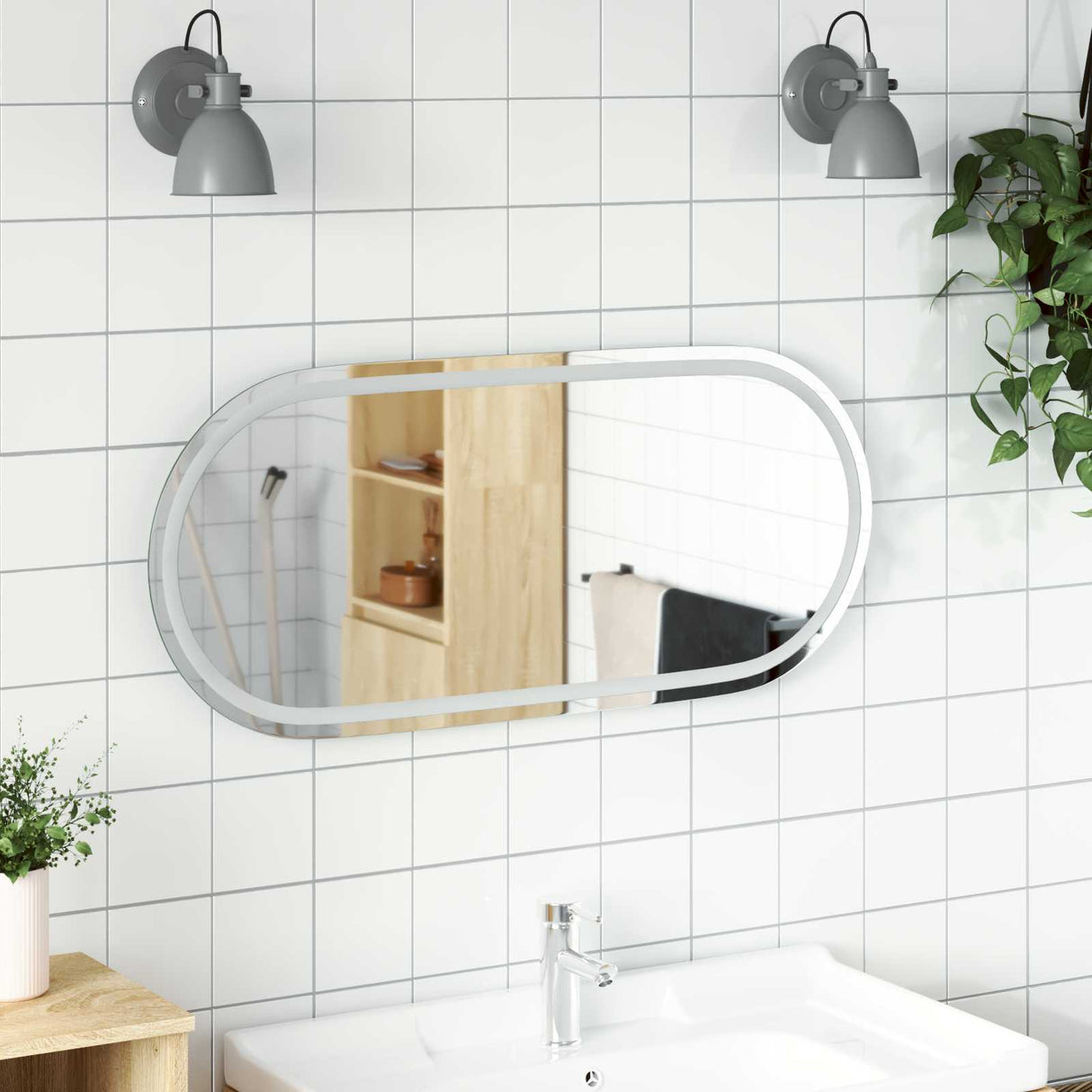 vidaXL LED Badkamerspiegel Transparant 70 x 30 cm gehard glas