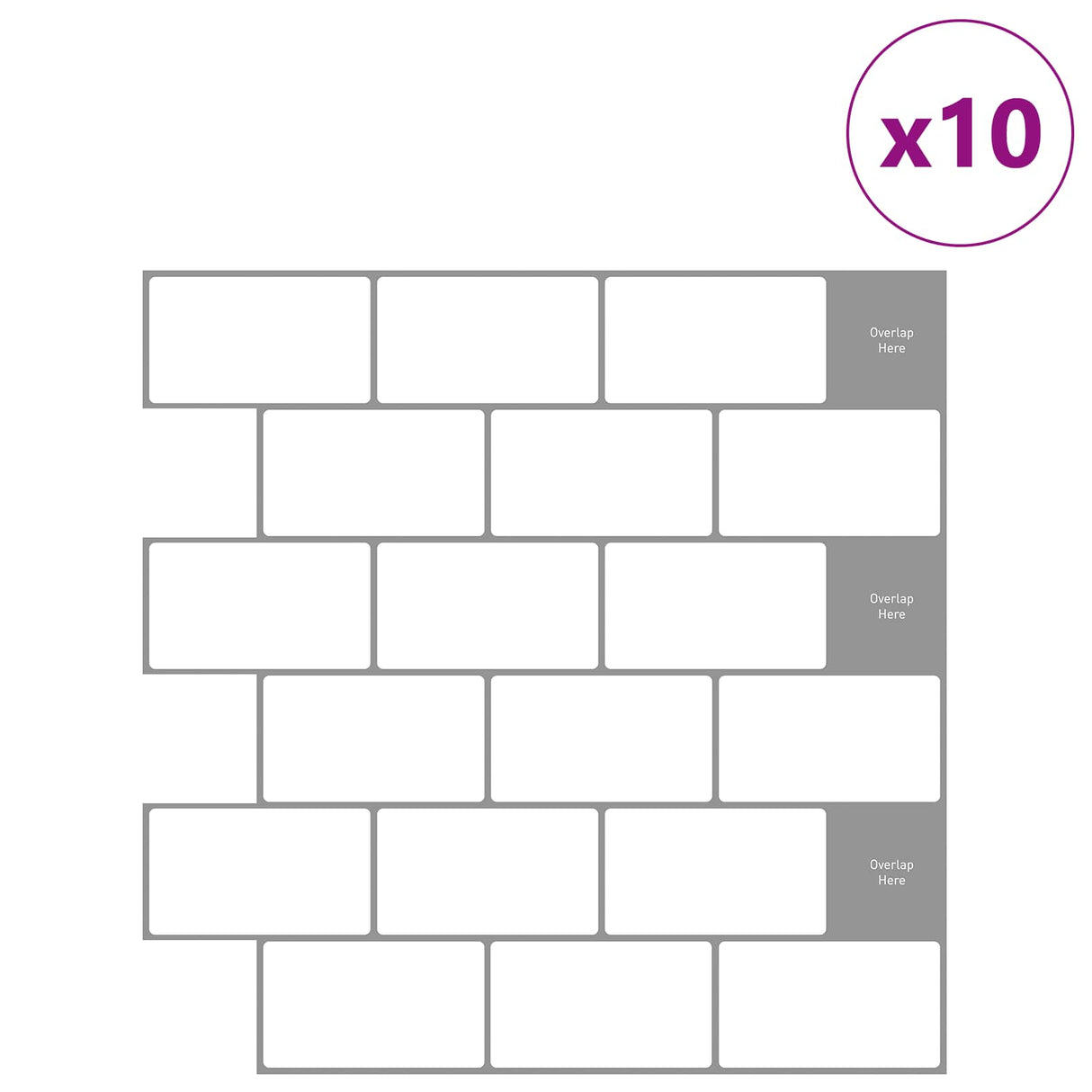 vidaXL Subway tegel 10 pcs Wit Grijs 30 x 30 cm Polyurethaan en PET