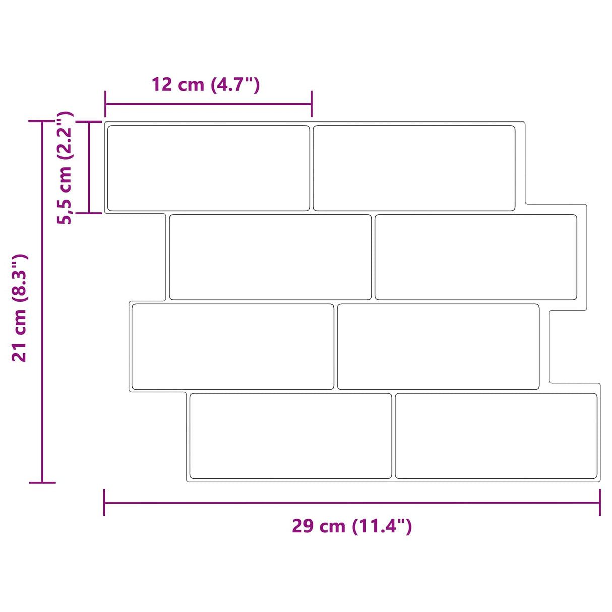vidaXL Subway tegel 10 pcs Wit Grijs 29 x 21 cm Polyurethaan en PET