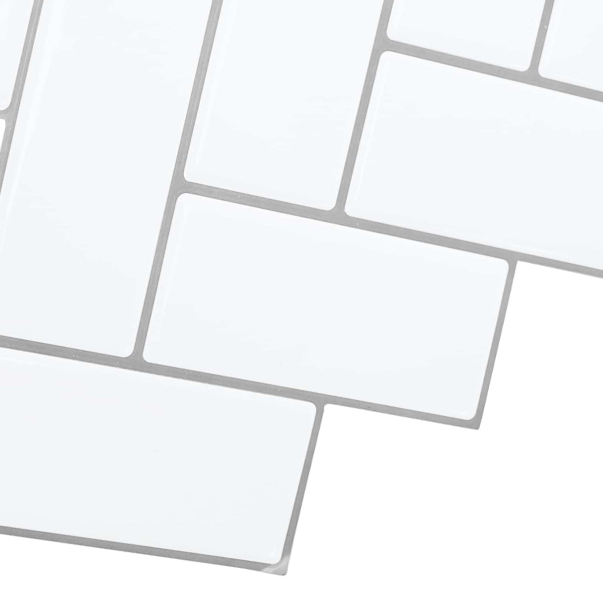 vidaXL Herringbone Tile 10 pcs White Grey 30 x 30 cm Polyurethane and PET