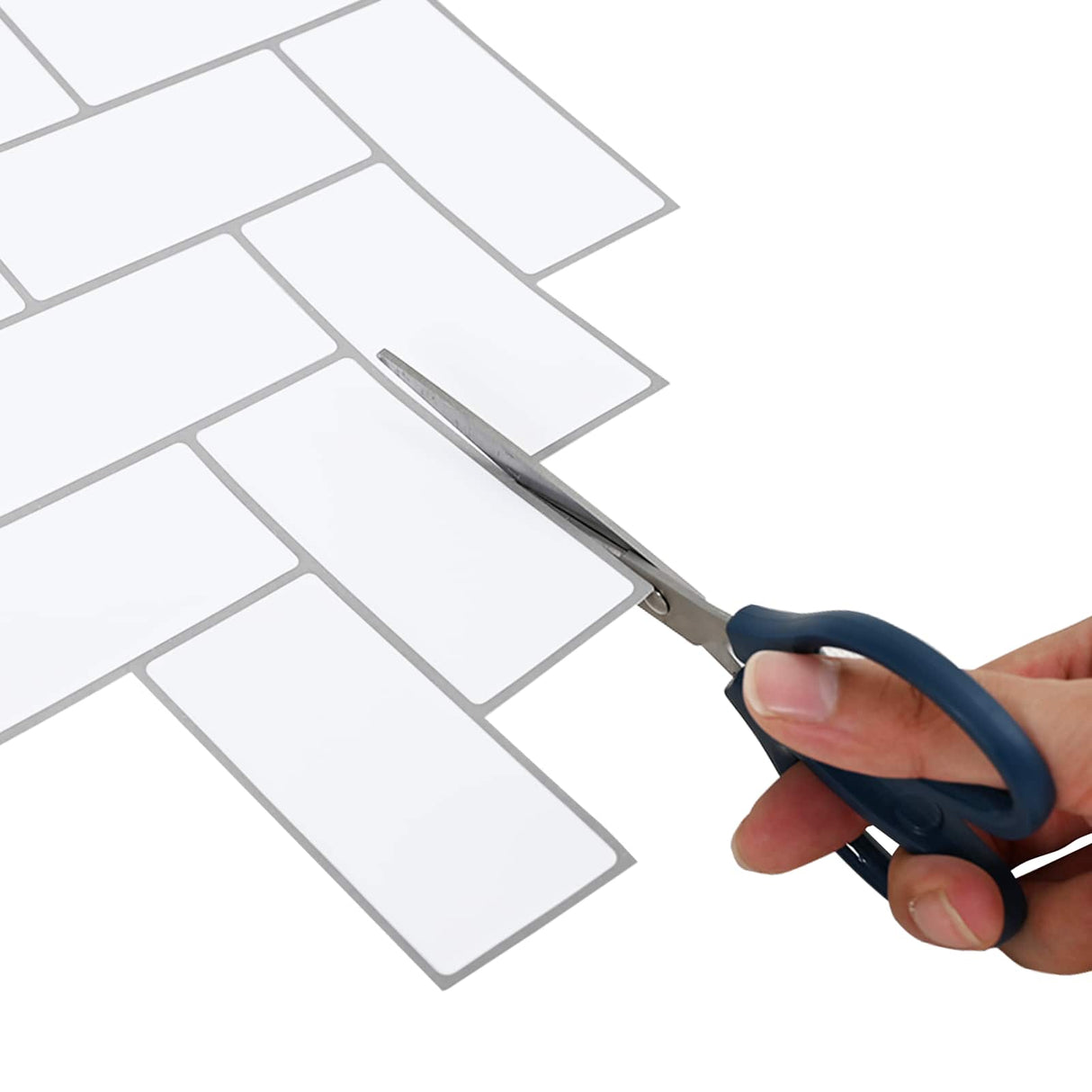 vidaXL Herringbone Tile 10 pcs White Grey 30 x 30 cm Polyurethane and PET